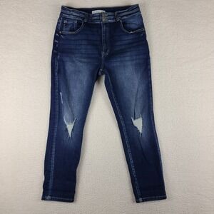 KanCan Jeans Womens 30 Skinny‎ Ankle Distress Dark Wash Blue